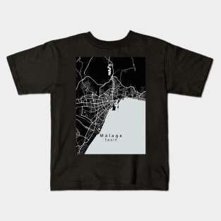 Malaga Spain City Map dark Kids T-Shirt